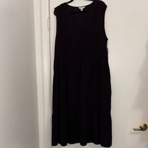 Time and Tru Black Sleeveless V-Neck Tiered Maxi Dress